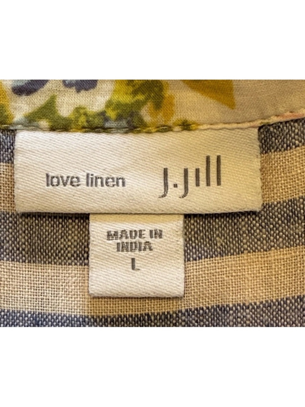 J. Jill Love Linen Embroidered Striped Floral Top Size L - Picture 8 of 13